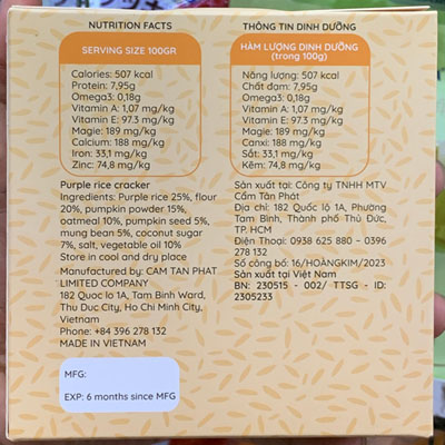 Bánh gạo mầm tím than 240gr